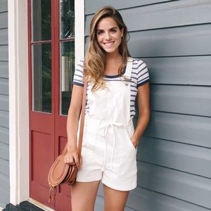 MADEWELL WHITE OVERALL SHORTS ROMPER